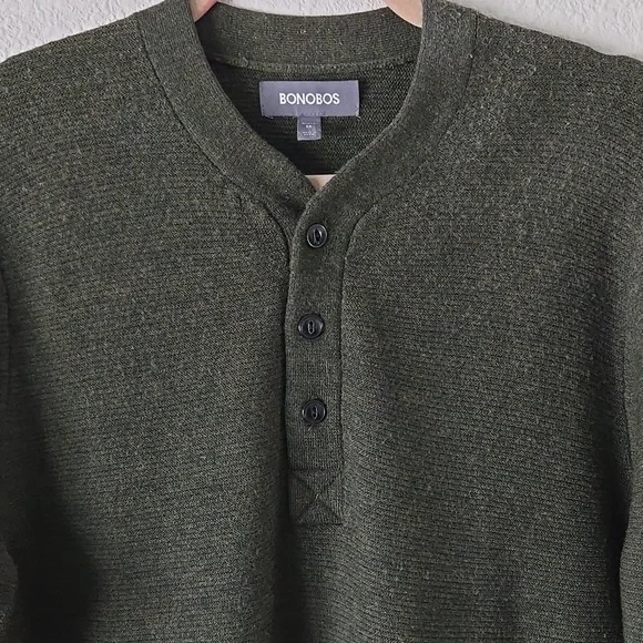 Bonobos Dark Green Academia 100% Extra Fine merino Wool sweater - Picture 3 of 7